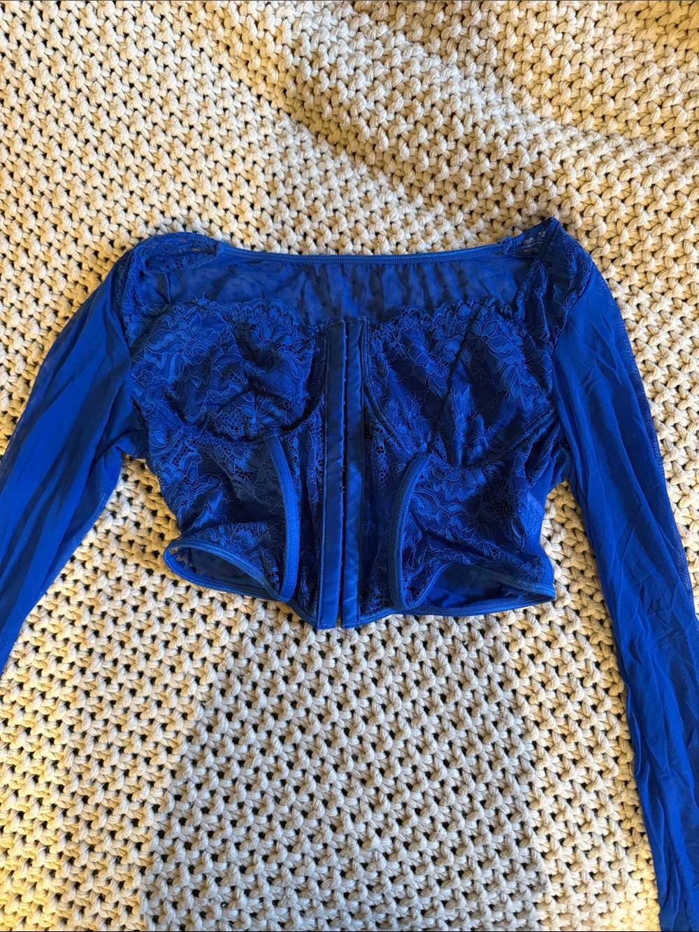 SHEIN Royal Blue Lace Corset Crop Top